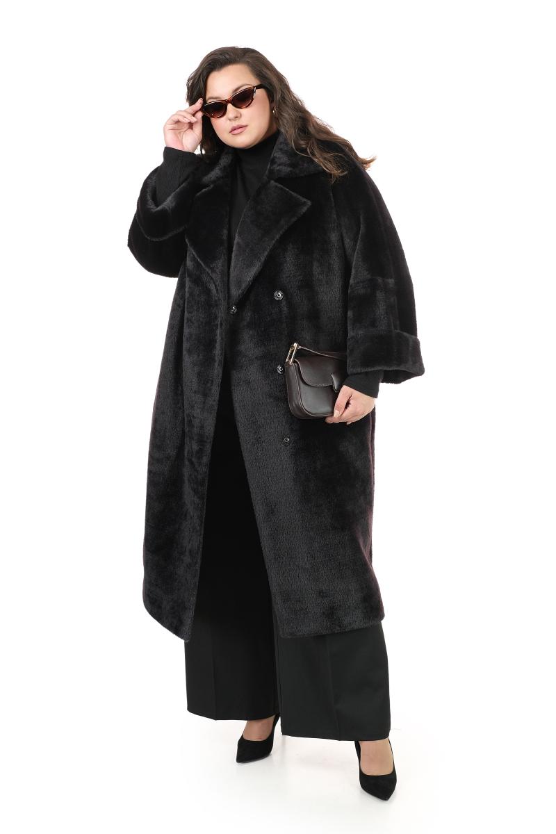 меховое пальто с поясом - 264