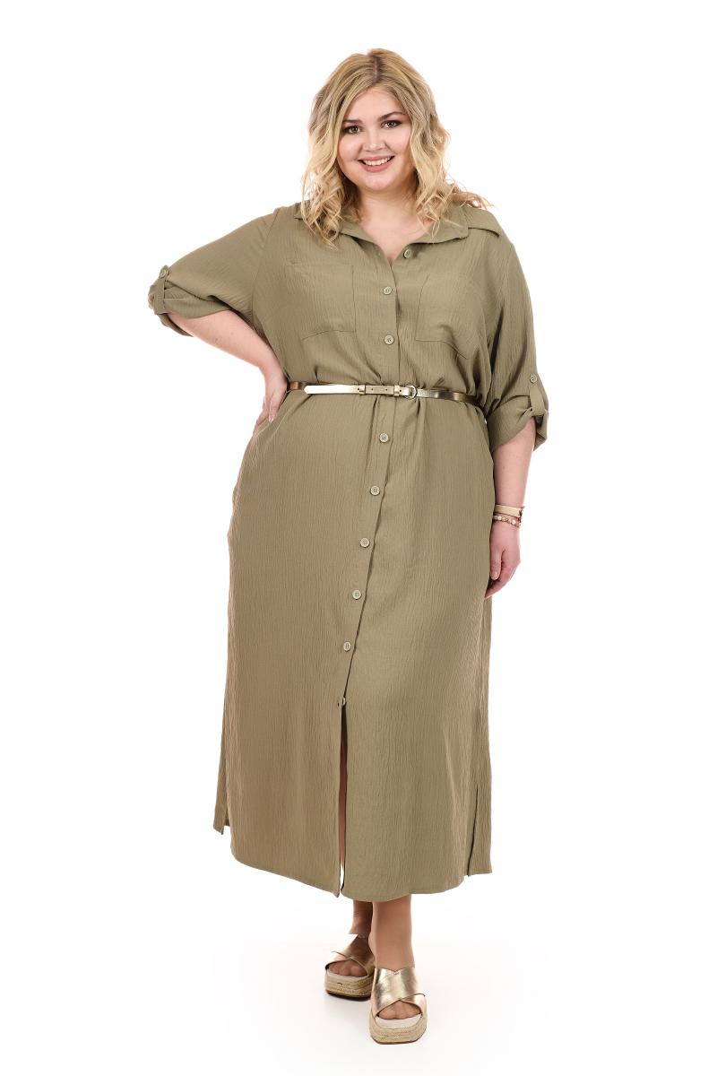 Артикул 22304 - платье-рубашка с поясом большого размера