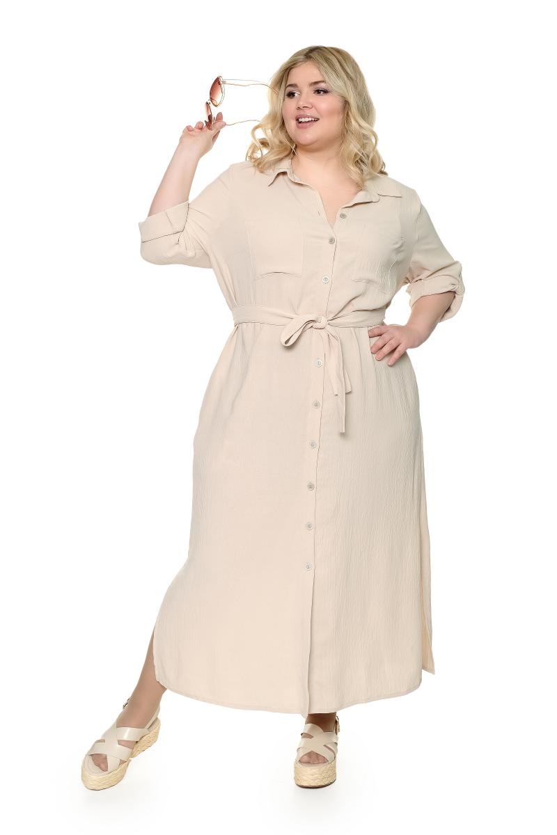 Артикул 22304 - платье-рубашка с поясом большого размера